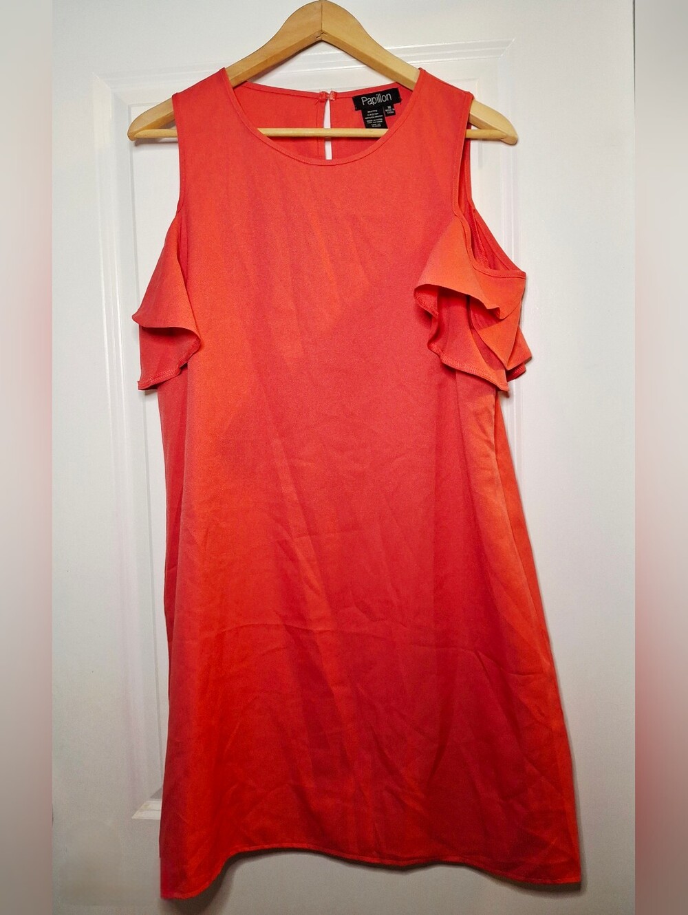Papillon Open Shoulder Ruffle Sleeve Dress (M)